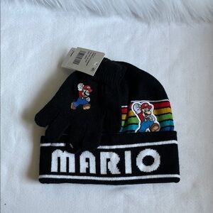 Bioworld Big Boys Mario Rib knit Hat and Glove 2 piece Set. Brand New With Tags.